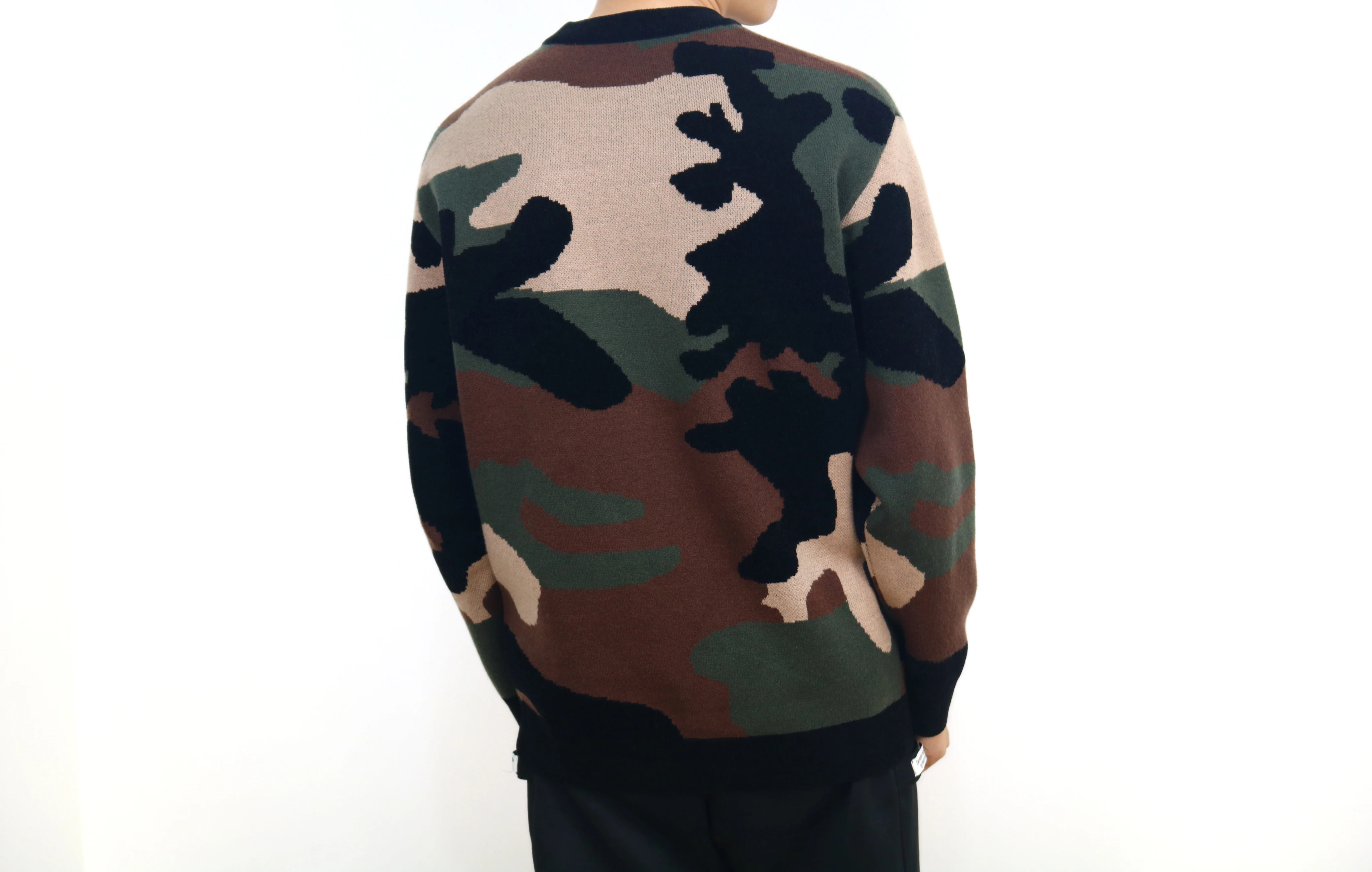 VSCOO hot sell military style wool long sleeve crew neck knitted pullovers sweaters mens