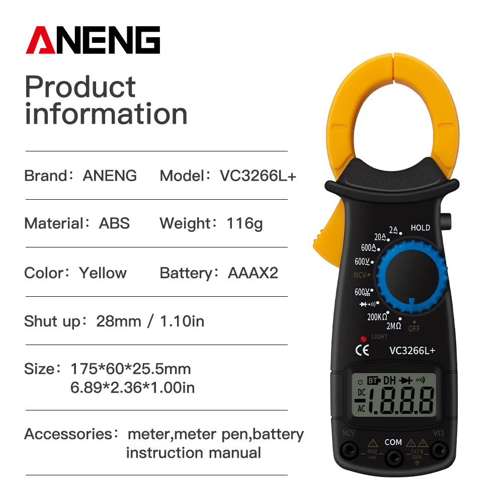 ANENG VC3266L + цифровой измеритель тока многофункциональный мультиметр высокоточный