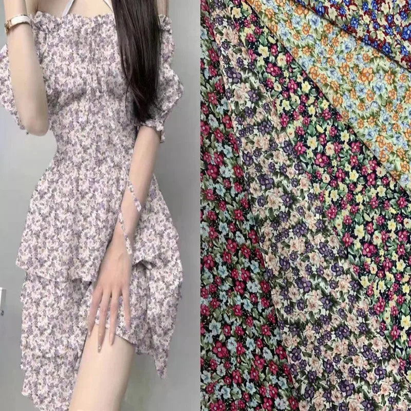 Custom Pattern Printing 100% Polyester Chiffon Printed Fabric For Fashion Dress