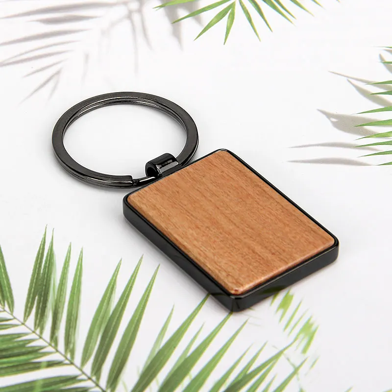 Blank Wooden Key Chain Personalized Wood Keychain Key Ring Key Tags Custom DIY Souvenir Keyrings Supplies for Craft (rectangle)