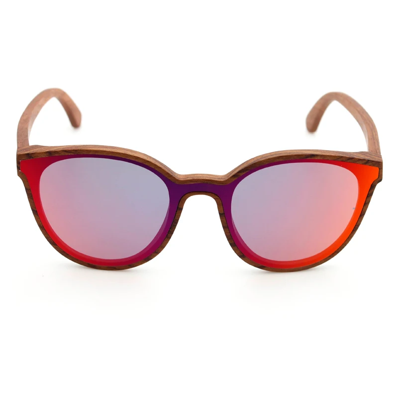 Cat 3 UV400 Polarized Wood Sun Glasses One Piece Lens Rimless Sunglasses