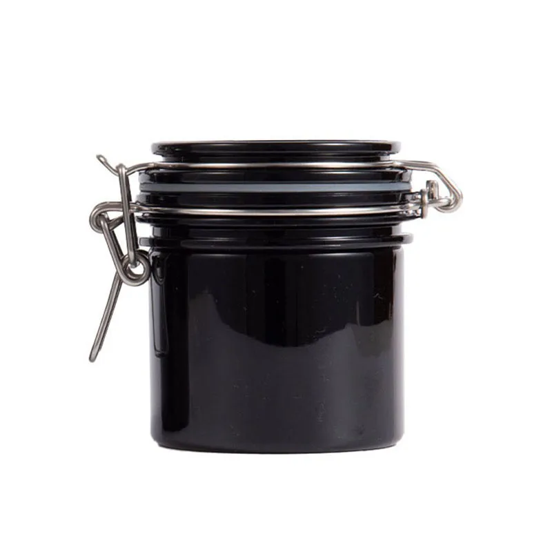 Spot 200ml Round Black Plastic Bottle Metal Buckle Leak-proof Sealed Jar Small Portable Mask Cream Packaging Bottle YGH1118