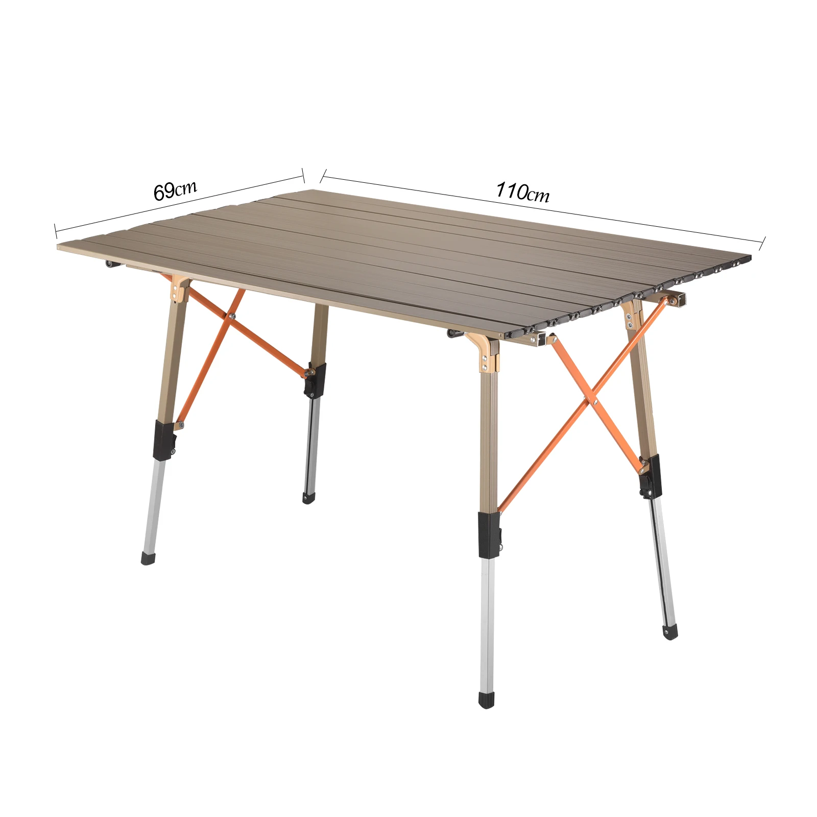 0-10 Inch Adjustable Height Roll up Folding Camping Outdoor Table Light Weight Portable Picnic Camp Tables With Aluminum
