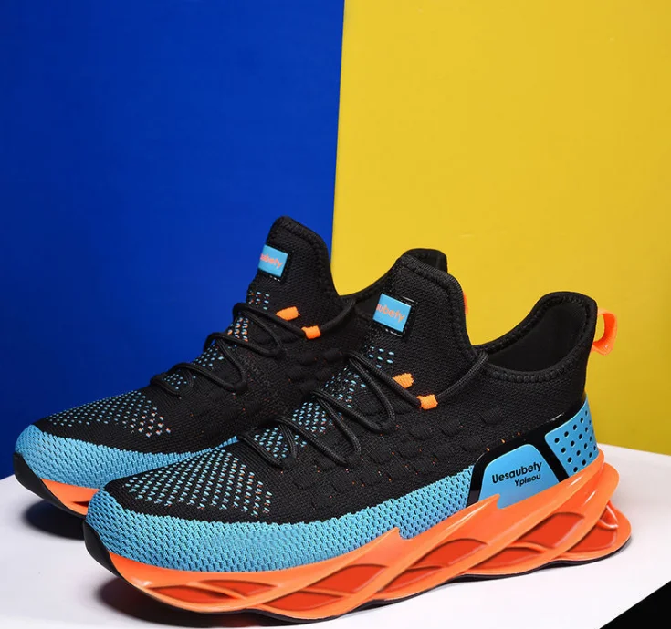 2021 spring new sports and leisure running shoes trendy breathable flying woven travel male xm28