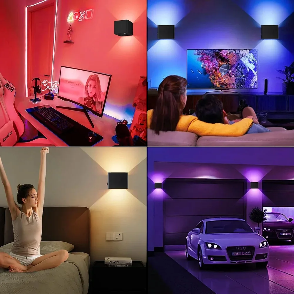 USB Recharge Wireless Wall Lights LED RGB Dimmable Remote Control Indoor Wall Lamp for Bedroom Bedside Home Decor Atmosphere