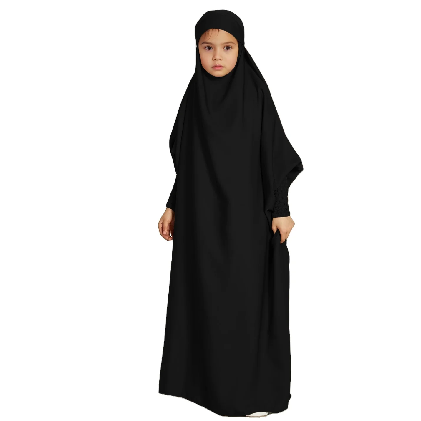 Ramadan Middle East Kids Muslim Islamic Clothing Children Long abaya Dresses Solid Robe Bat Sleeve Arabic Abaya Muslim Girls Kid