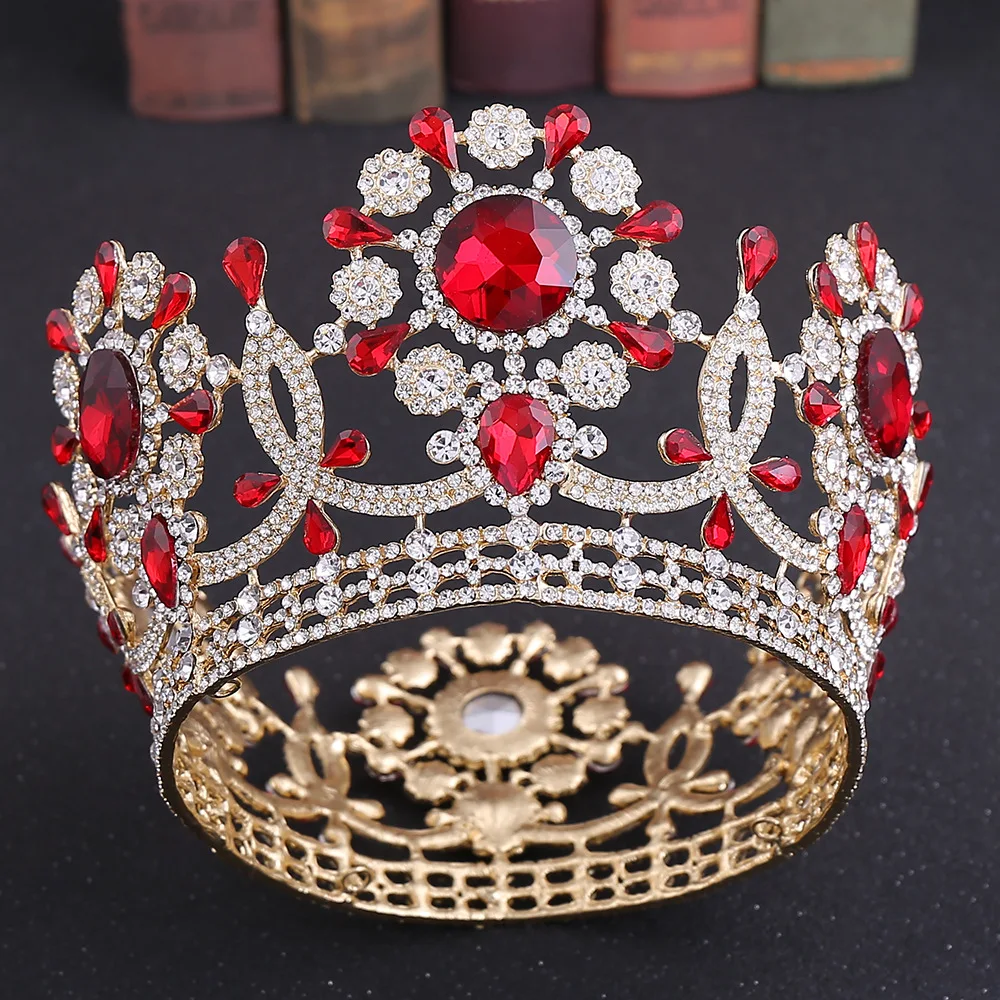 ROMANTIC Full Round Bride Wedding Crown Retro Round Baroque Queen Tiara King Crown