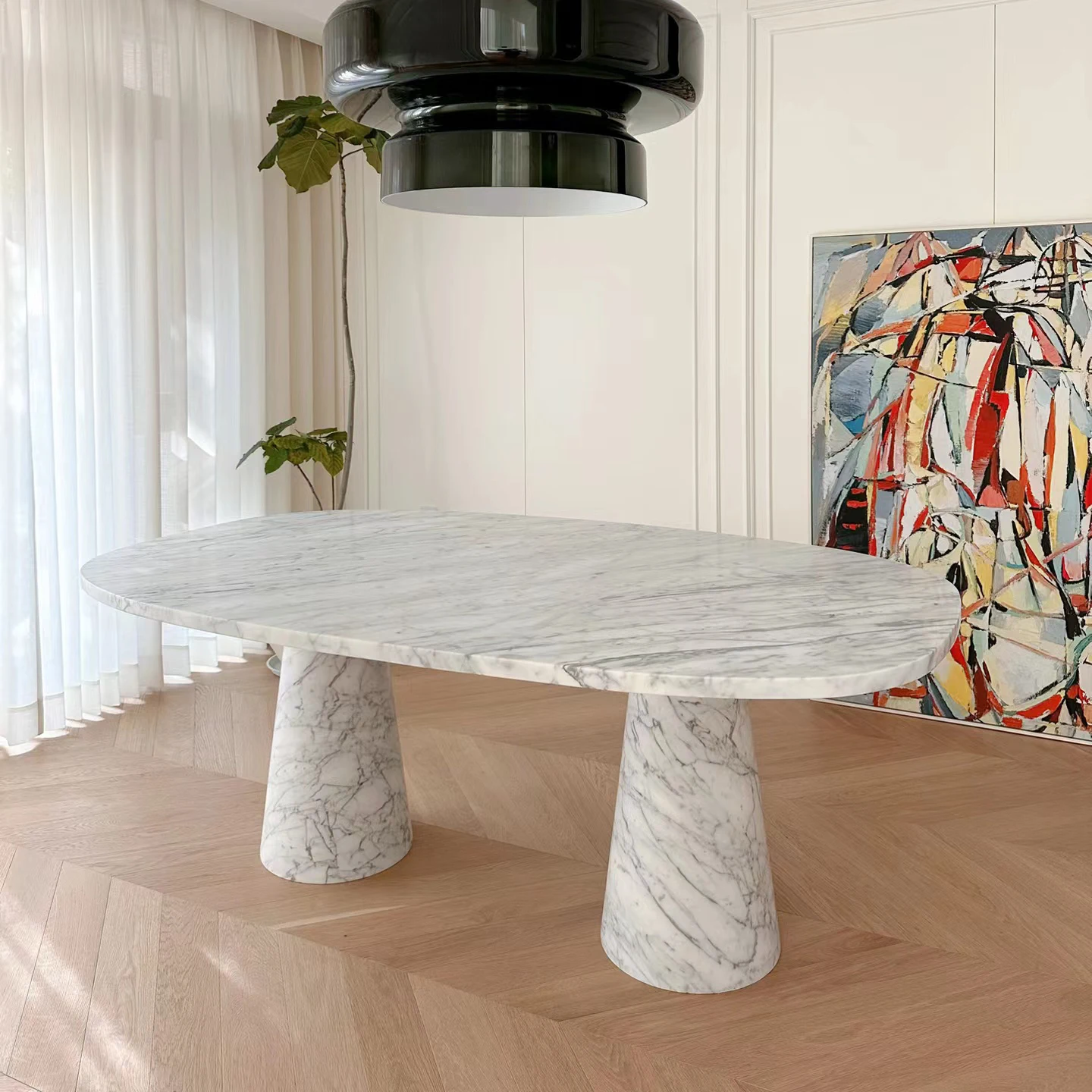 Бетонная мебель для столовой стильный новый дизайн натуральный мрамор обеденный набор круглый стол