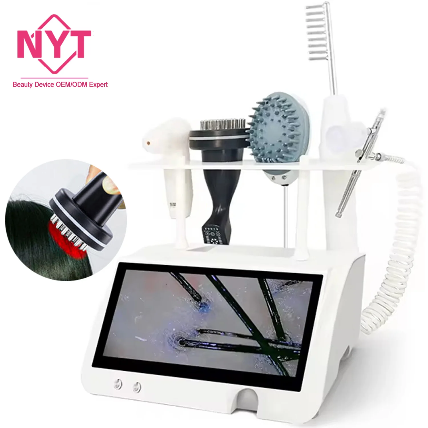 Equipment Repair Root Promote Oxygen Spray 5 Head Scalp Meridian Brush Massage Anti Loss Treatment Devices Hair Growth Machine