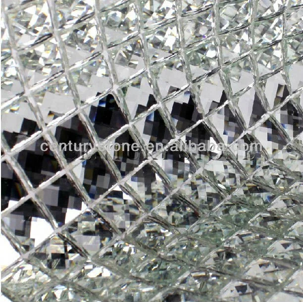 Iridescent Silver Square Glass Mosaic Decorative Mirror Tile