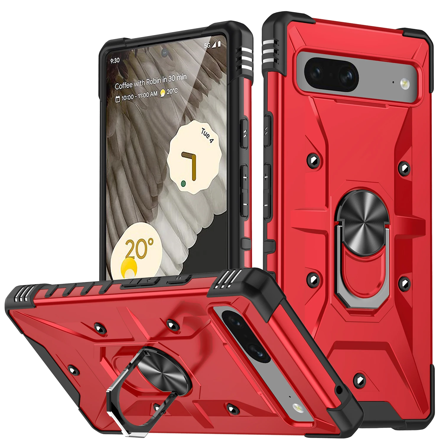 Finger Ring Car Mount Hard Armor Protective Phone   Case  for  Google Pixel 7Pro