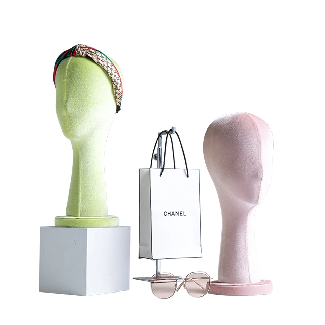 Head Hat Holder Headband Display velvet head Mannequin Heads With Base For Wig Display Rack