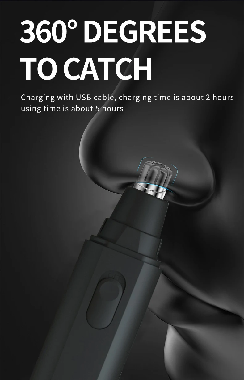 Новинка 2022, электрический триммер для волос в ушах и носу, серый перезаряжаемый триммер для волос в носу