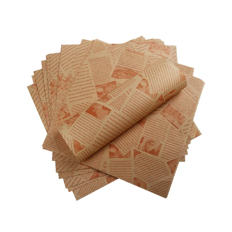 Wholesale English Newspaper Placemat Printing Sandwich Burger Moisture-Proof Greaseproof Paper