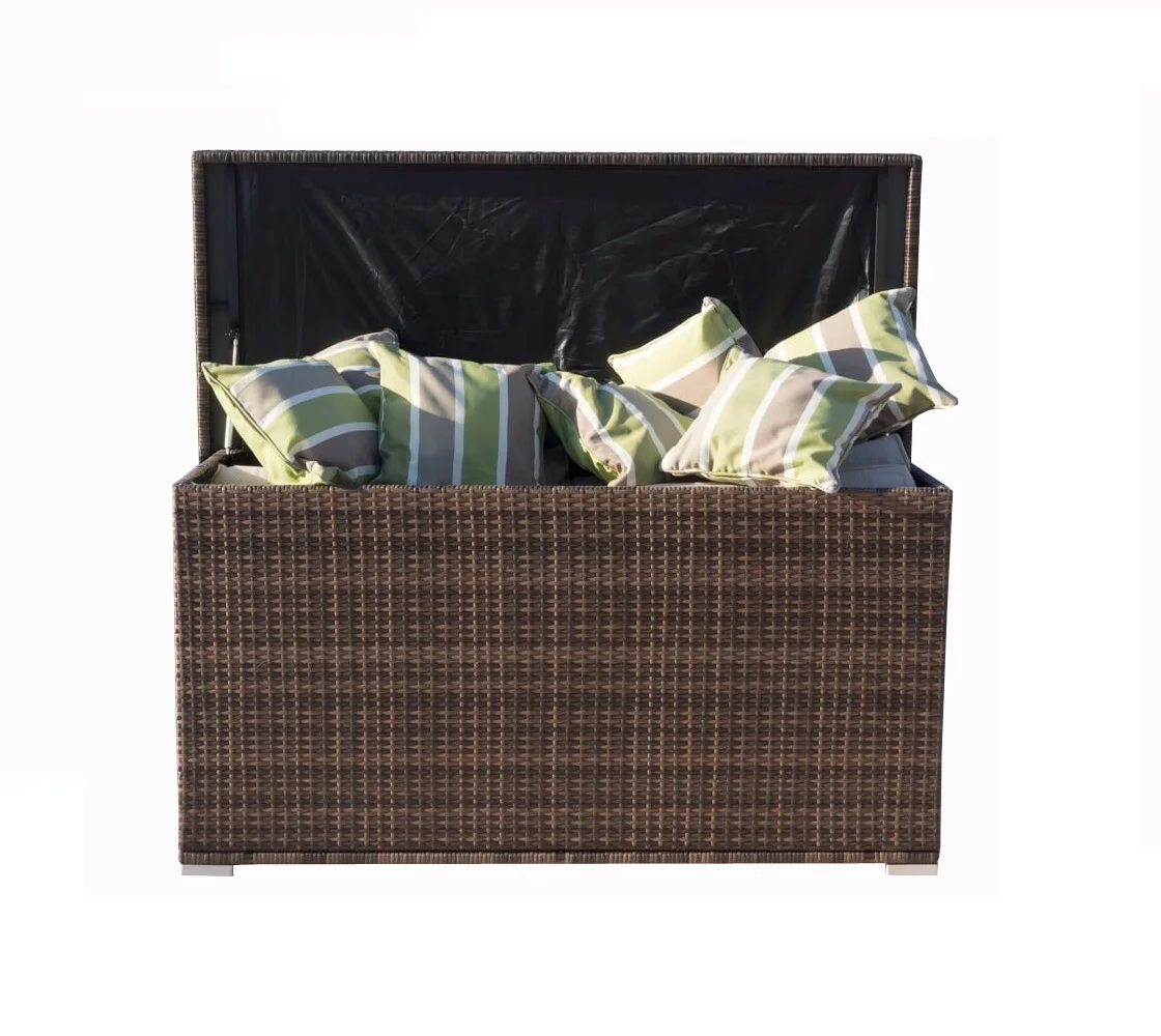 Waterproof Balcony Large Capacity Pe Rattan Woven Box Sun Protection Steel Mat Wicker Garden Outdoor Storage Box