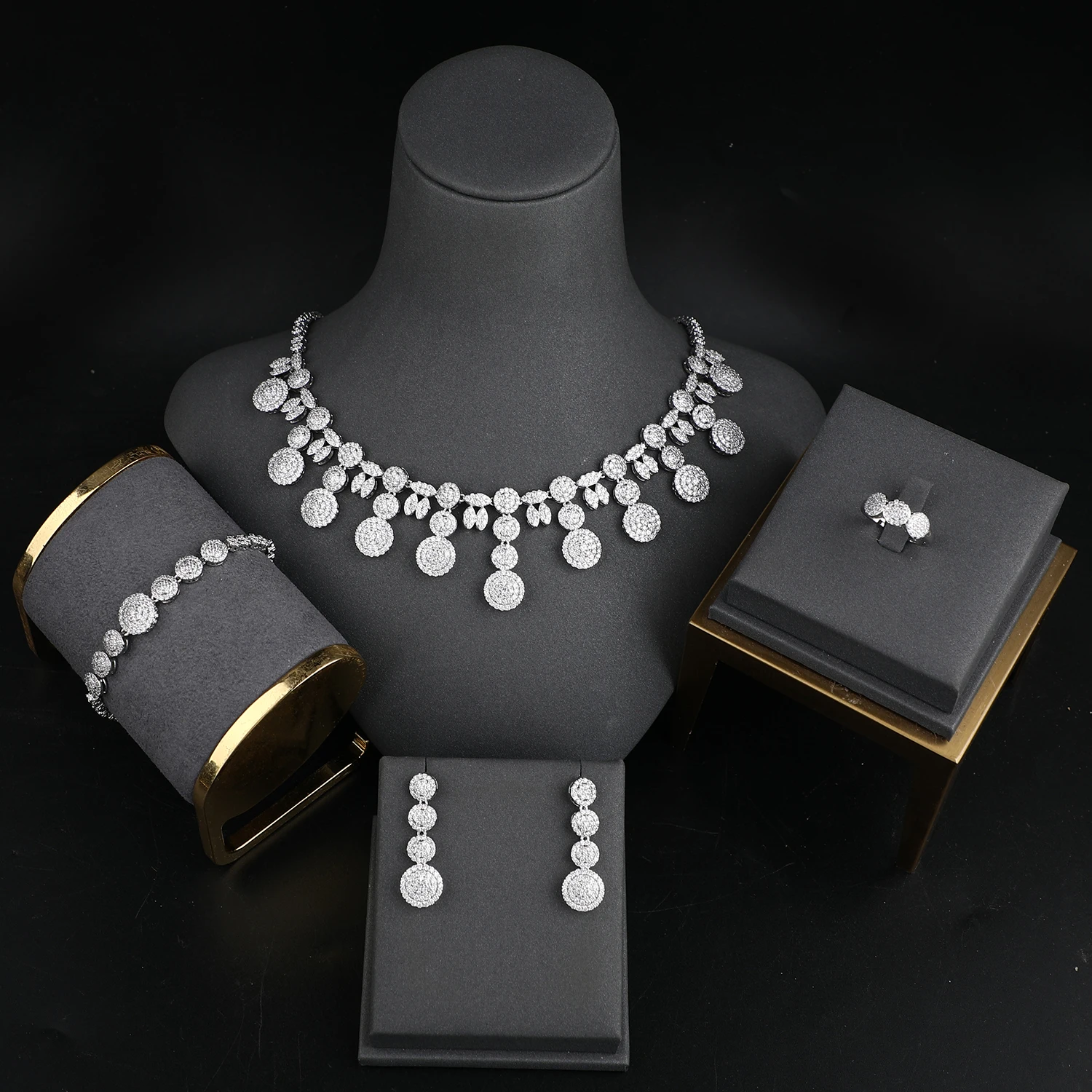 Arab Bridal Party Jewelry Set Design Cubic Zirconia Luxury Women Wedding Jewelry Sets