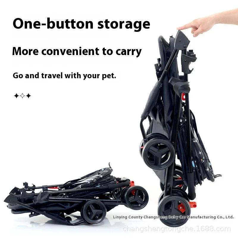 Bndc Factory Direct Pet Stroller Lightweight Outdoor Dog Pusher with Detachable Feature Small Cats Fabric Material Car Travel