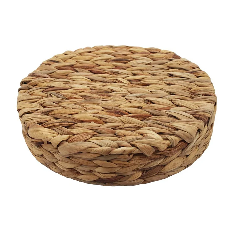 Rattan Round Serving Tray, Fruit Tray Weaving by Grasswith Handles Large Hand Woven Wicker Basket Tray for Food,Dinner,Breakfast