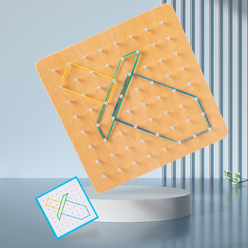 HOYE CRAFT Wooden Geoboard Stainless Nail Board Wooden Nail Board Puzzle for kids toddler