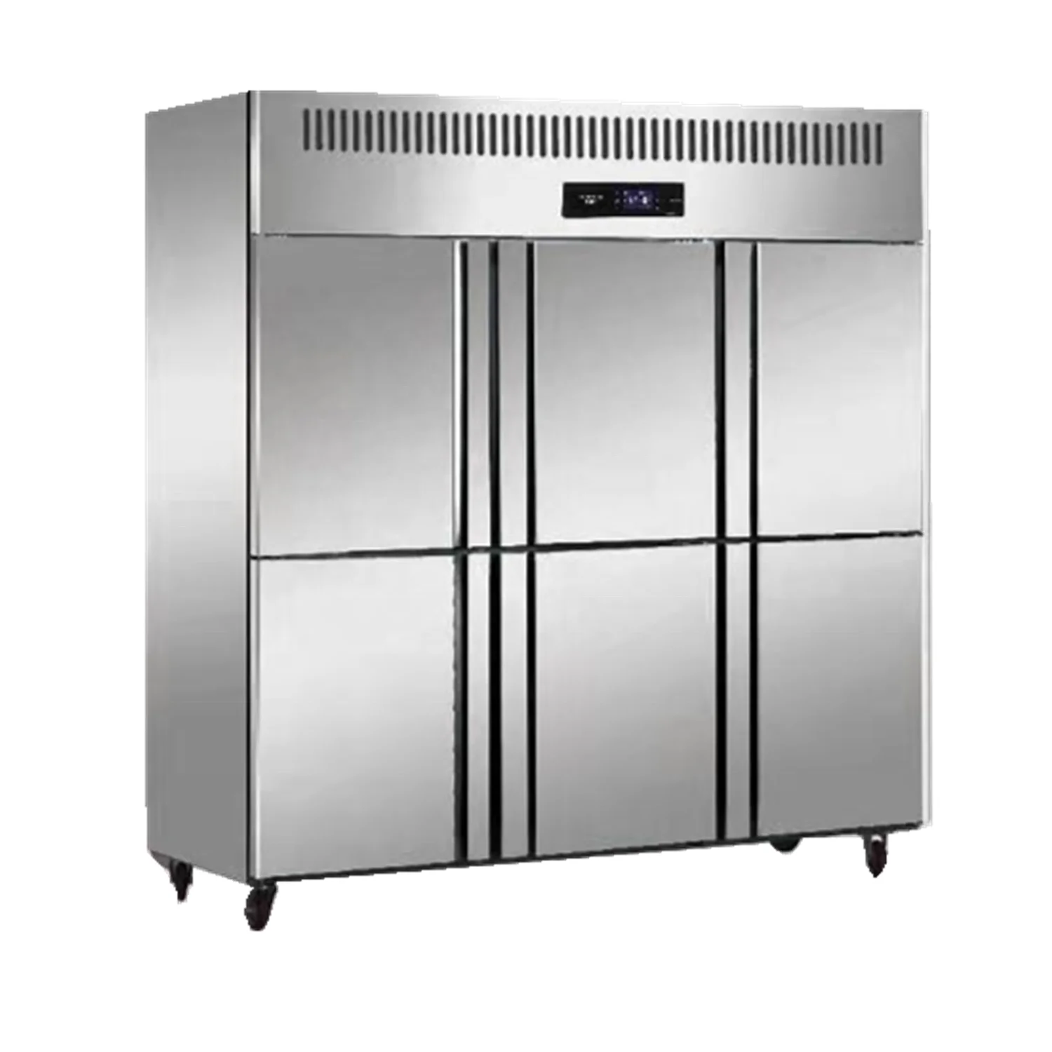 six doors commercial kitchen refrigerator upright stainless steel deep freezer