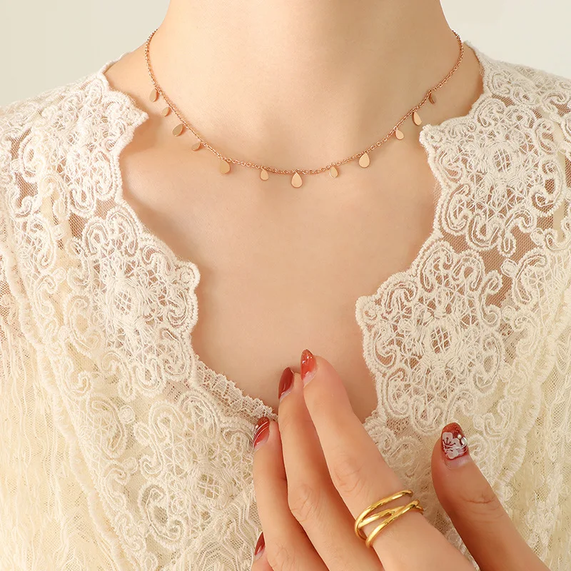 Wholesale small charm eye necklace stainless steel gold plated custom choker necklace for women