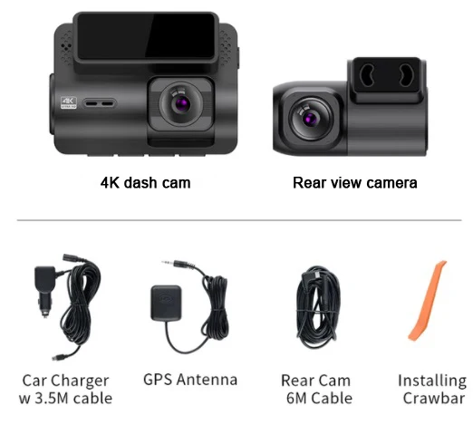 M700 2.0 4K+2K dash cam doble camara front and rear car dvr dual lens dash camera wifi gps 4k dashcam