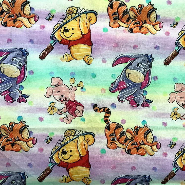 Wholesale cartoon printed fabric 100%cotton  plain woven fabric for children custom print cotton fabric