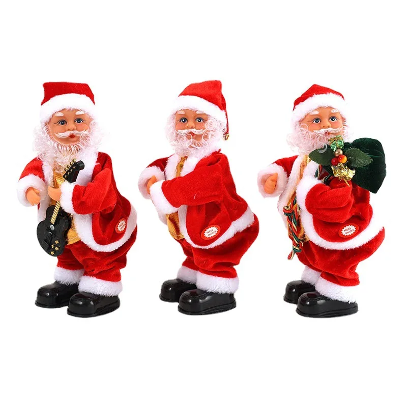 Electric Christmas Dancing Santa Claus Singing Toys Plush Toys Stuffed Figures Dancing Cactus Toy For Kids Christmas Gift