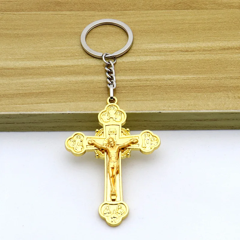 Wholesale Custom Gift Keychain Religious Jesus Christian Cross Bible Verse Stainless Steel Metal Cross Key Chain