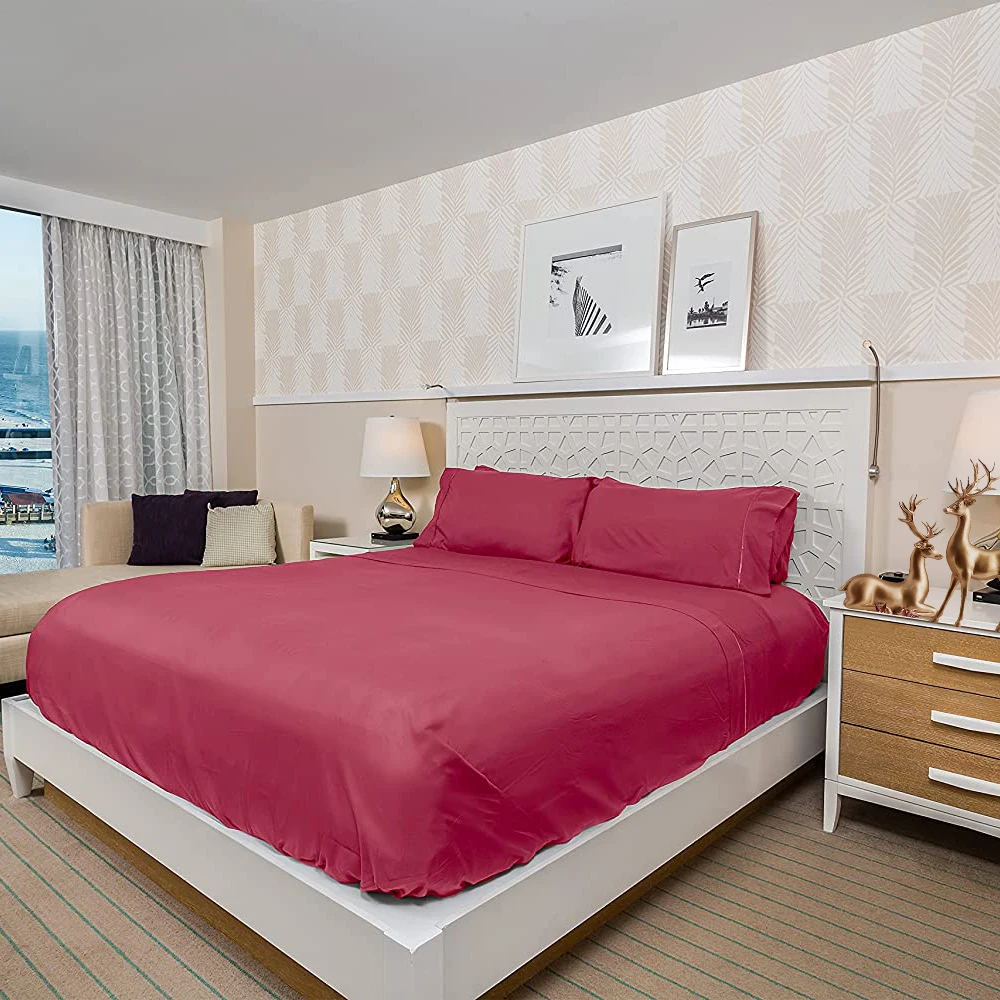 Wholesale 4 Pcs King Size 100% Cotton Cozy Low Allergy Bed Sheet Bedding Comforter Set