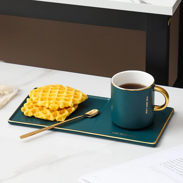 Керамическая посуда в европейском стиле, блюдца для завтрака, оптовая продажа, чашки, кофейные керамические чашки с держателем для печенья