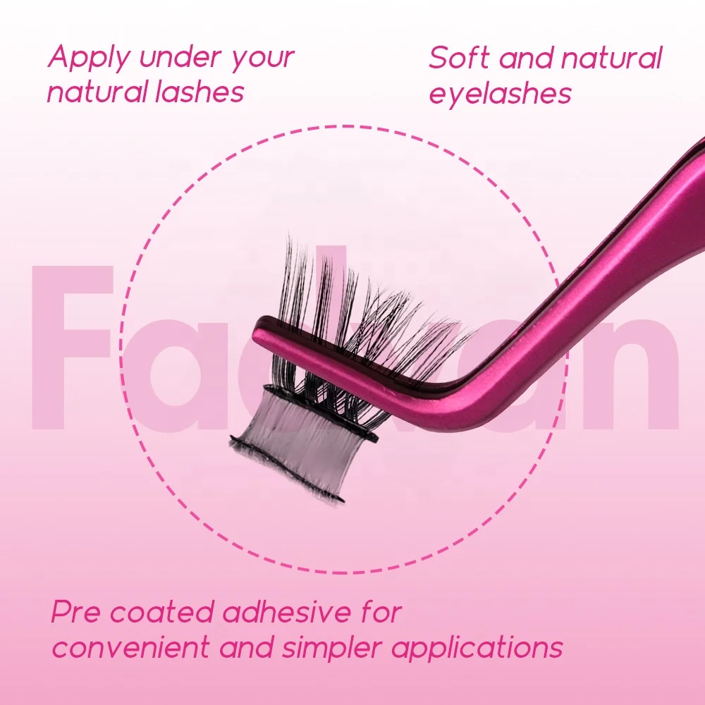 Private Label synthetic hair Segmented Eyelash Volume soft natural long  Individual Diy Self-adhesive Cluster Lashes Extensions