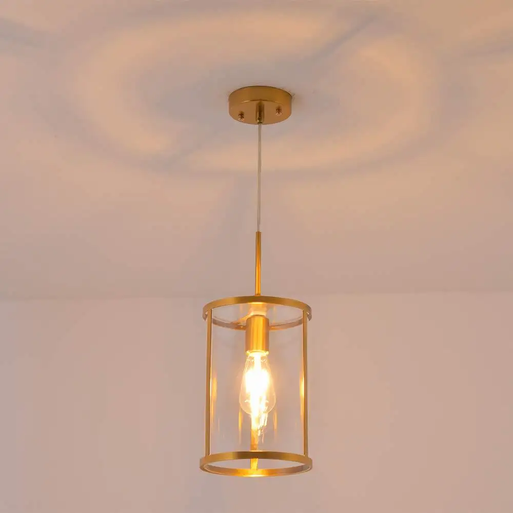 Modern Brass Finish Clear Glass Lamp gold ceiling luxury chandeliers Pendant Lights