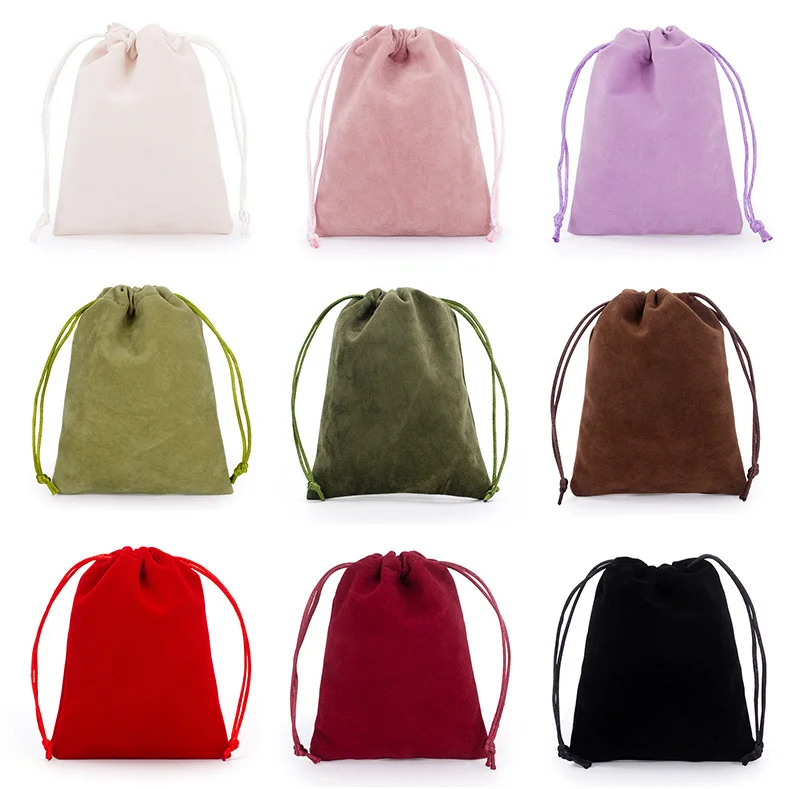Custom Small Jewelry Bag Friendly Printed Velvet Pouch Gift Pouch Eco Drawstring Pouch With Brand For Necklace Packaging