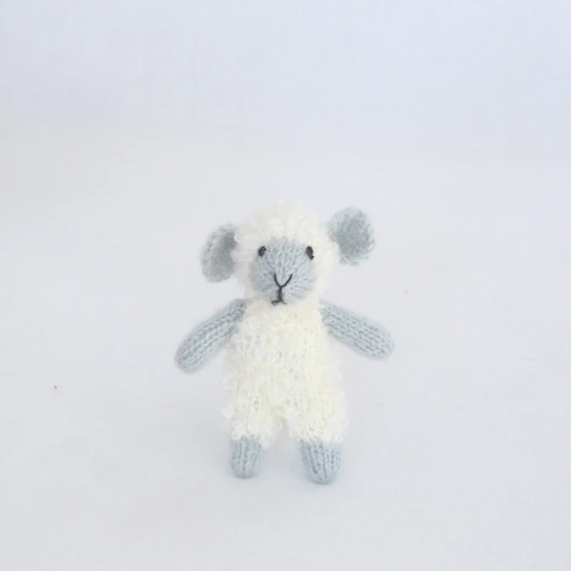 Newborn Handmade Crochet Sheep Toy Photography Props Lamb Knitted Mohair Stuffed Animal Doll Photography Accessories