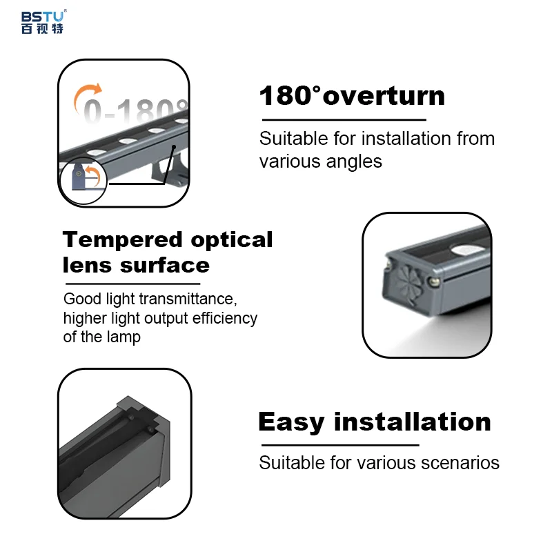 Aluminum shell outdoor waterproof building exterior wall landscape lamp DMX512 control RGBW Linear 18W 24W LED wall lamp