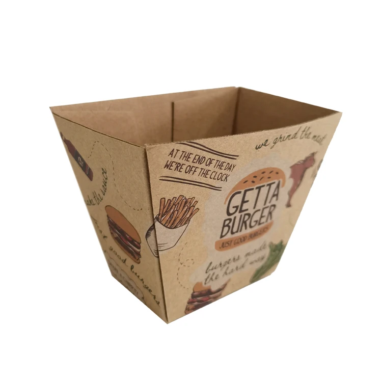 China Factory Take Away Recycled corrugated paper burger box chip box with custom logo printing