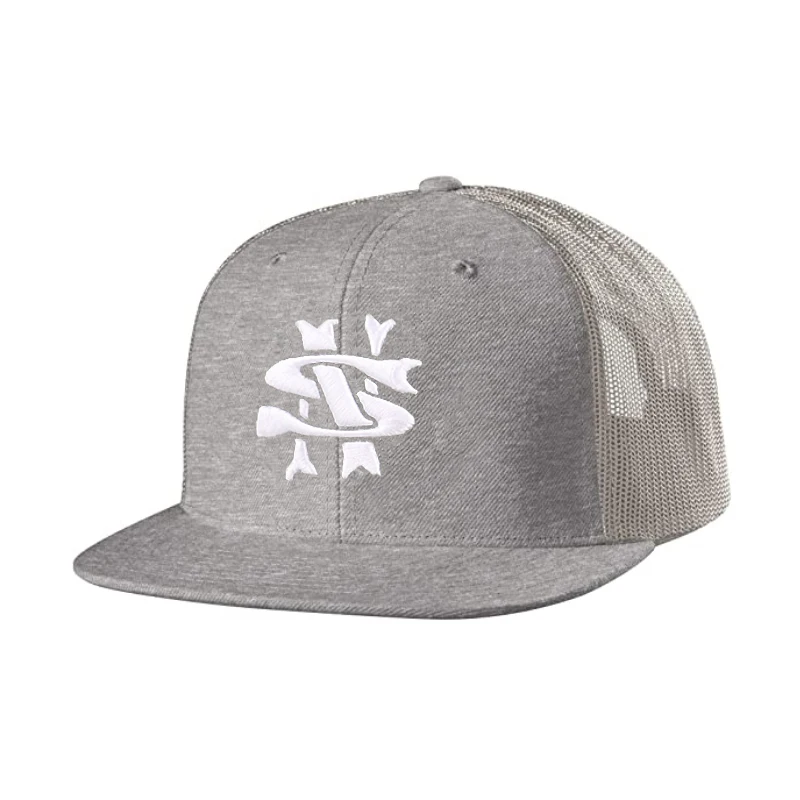 China Men Hats Snapback Trucker Custom Logo Wholesales Gray Mesh Hats Male Snapback Hat Flat Brim Mesh Trucker Sport Cap