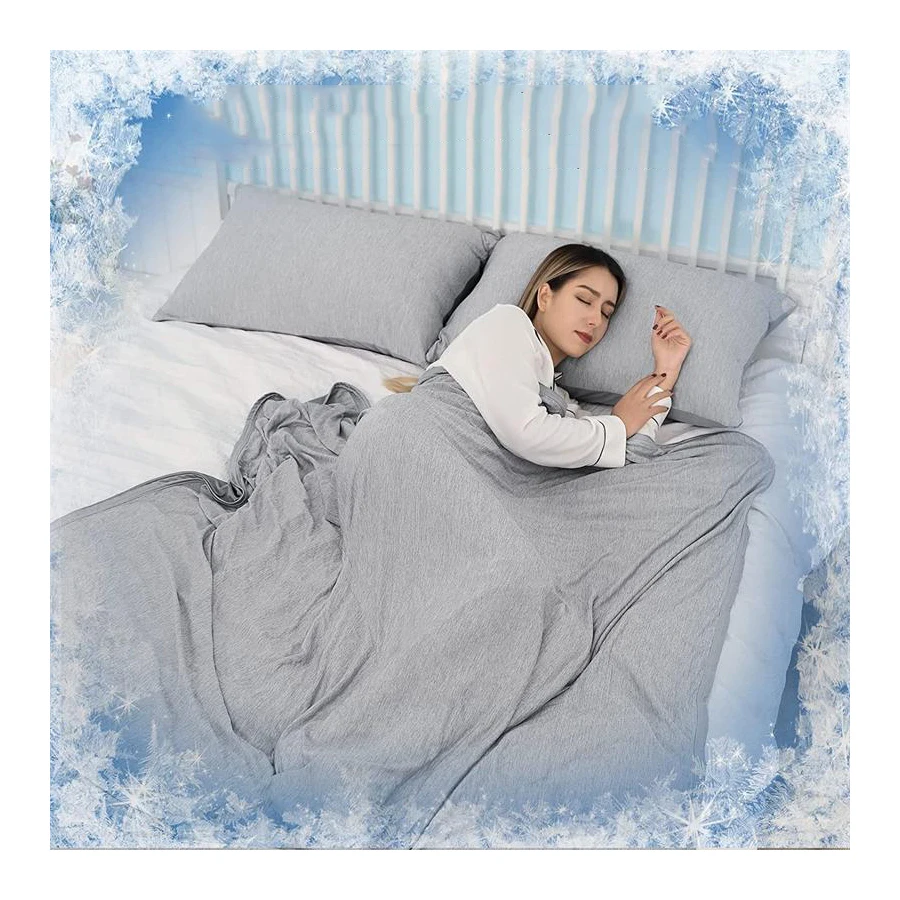 High Quality Custom Logo 150*200cm Lightweight Breathable Bamboo 100% Cotton Cooling Throw Blanket For Summer