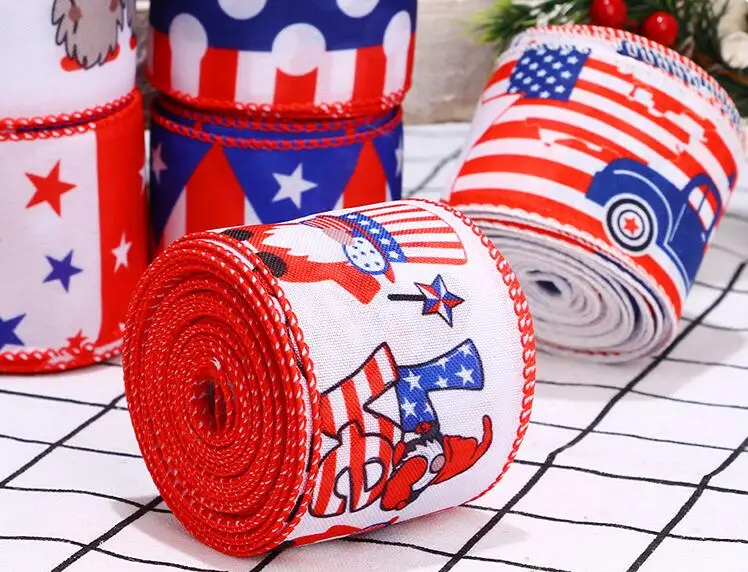 Customize 4th of July ribbon American patriotic ribbon  USA Flag Grosgrain Ribbon For Crafts Hair Bows Making