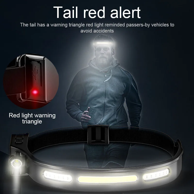 2022 new cob head lamp led  sensor rechargeable running light waterproof headlamps for hunting