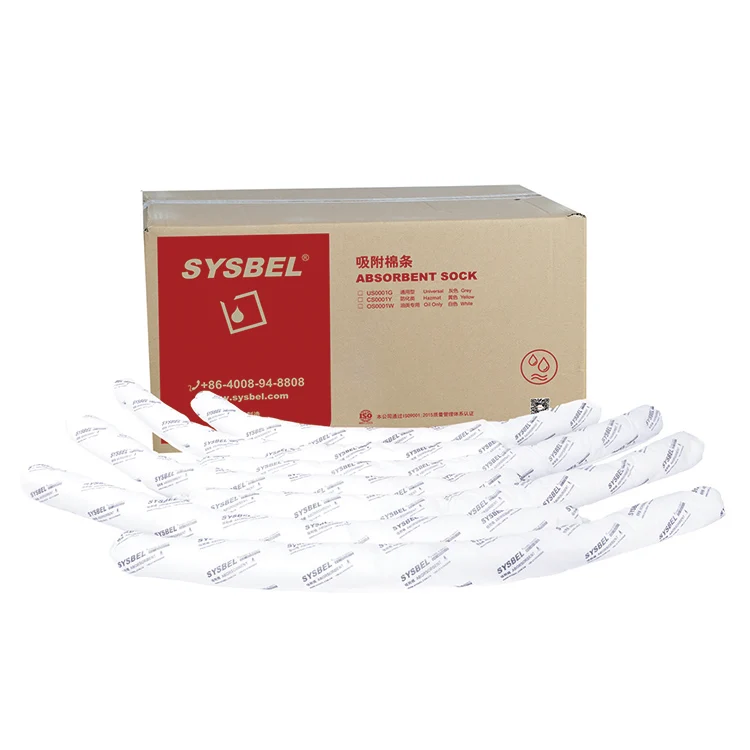SYSBEL CE Certificate Factory Supply Spill Containment Spill Control White Oil Absorbent Sock