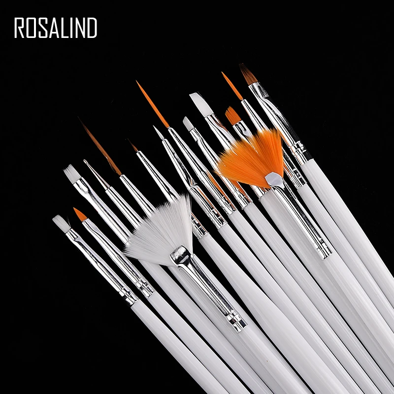  Rosalind Оптовая Продажа Профессиональные 15 шт./компл. инструменты для рисования ногтей белого цвета кисти гель-лака набор кистей
