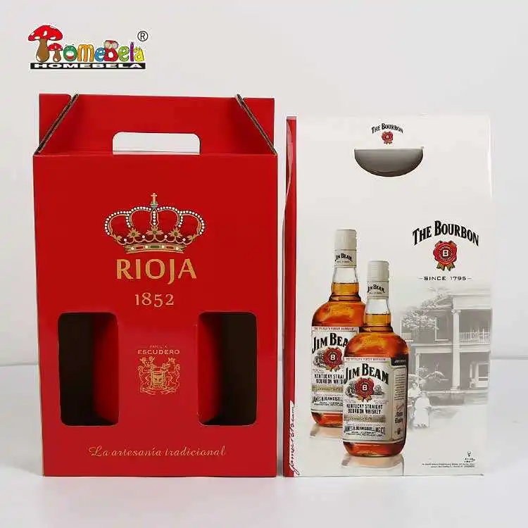 Custom Logo Corrugated Cardboard Packaging Sturdy Juice Wine Bottle Paper Box