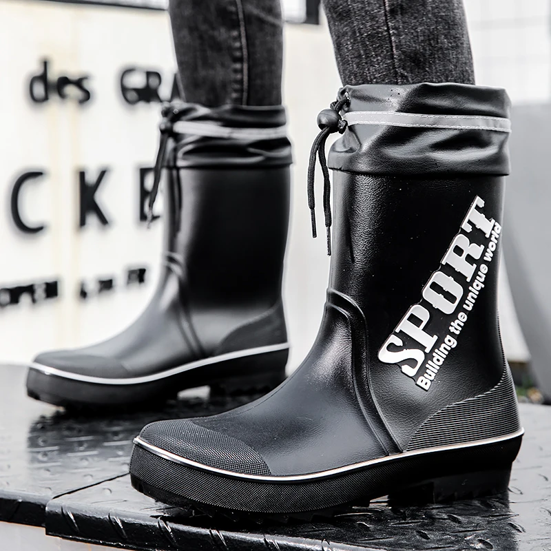 Wholesale Customized Logo European American Waterproof Pvc Rain Boots Anti Slip Durable Work Fishing Water Shoes