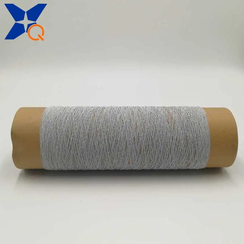 Pure white 150D polyester filaments twist with 12micron steel fiber thread completely for conductive thread NFC RFID label