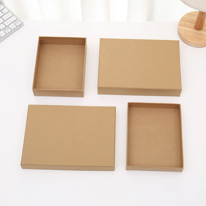 Natural Kraft folding cardboard gift boxes with separate cover off lid