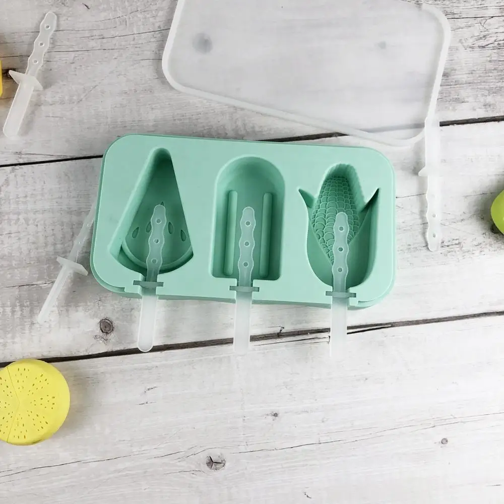 Diy Food Grade Bpa Free Ice Mold Tools Cartoon Ice Cube Maker Tray With Lid Silicone Popsicle Ice Cream Mold