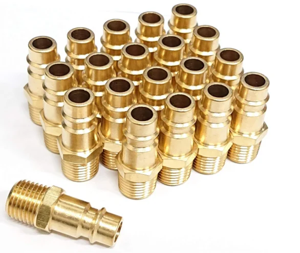 Pro High Flow Coupler and  Plug Kit  V-Style 1/4 in NPT Solid Brass Quick Connect Air Fittings Set