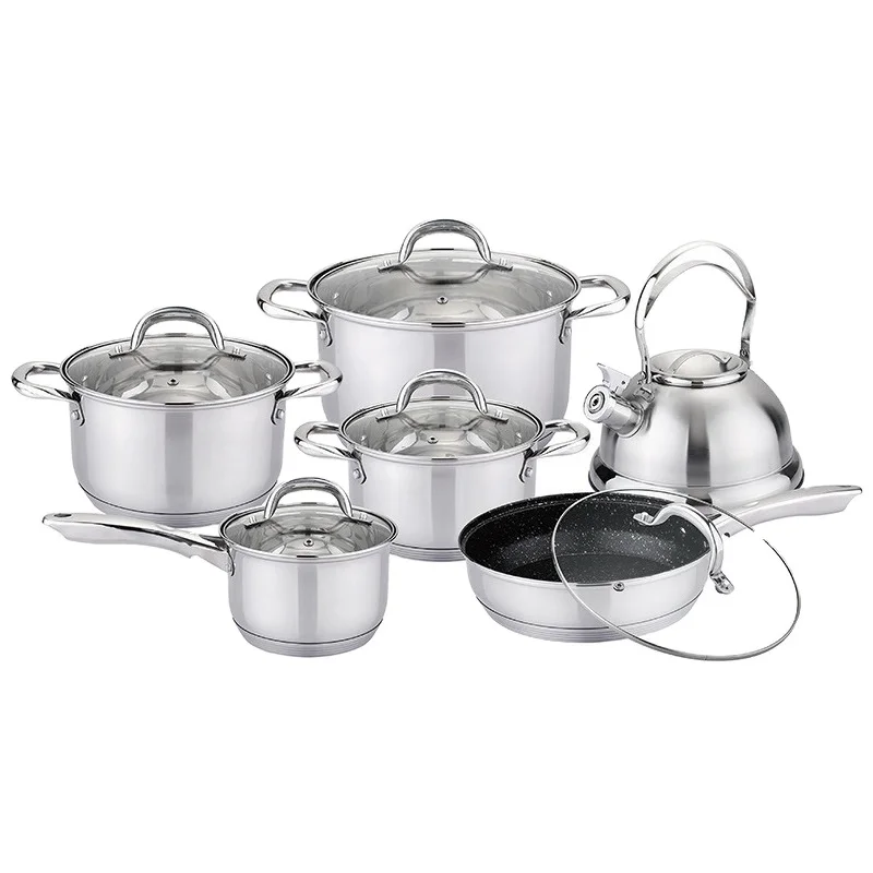 Hot Selling Large Commercial Cook Big Pot Cooking Camping Stainless Steel Cookware Sets